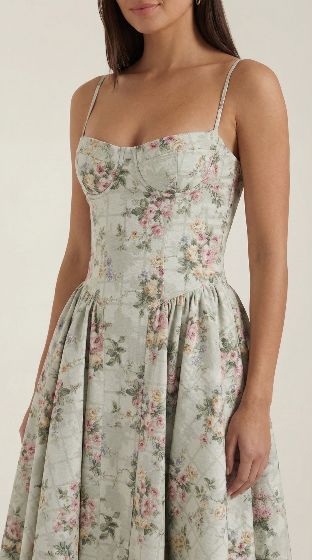 Patrice – Robe Midi Floral avec Corset