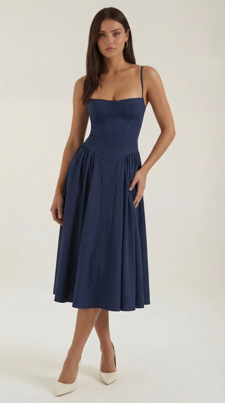 Patrice – Robe Midi Floral avec Corset