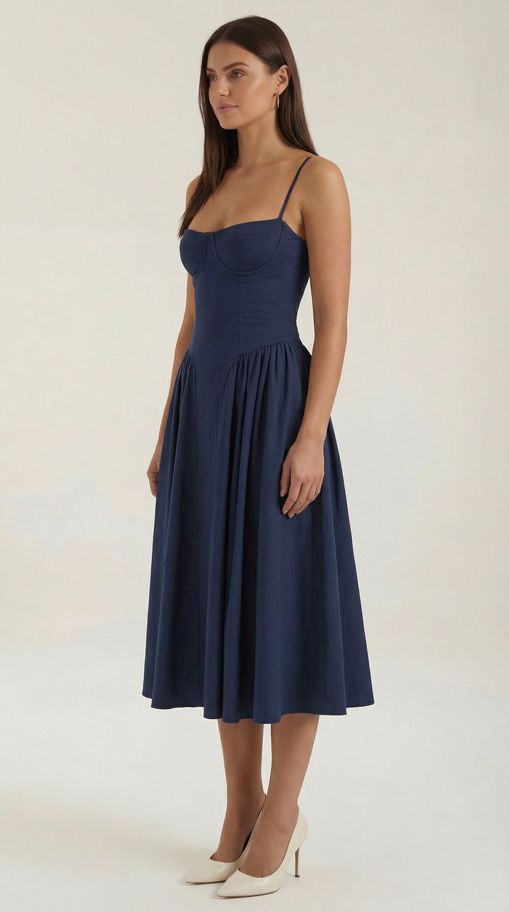 Patrice – Robe Midi Floral avec Corset