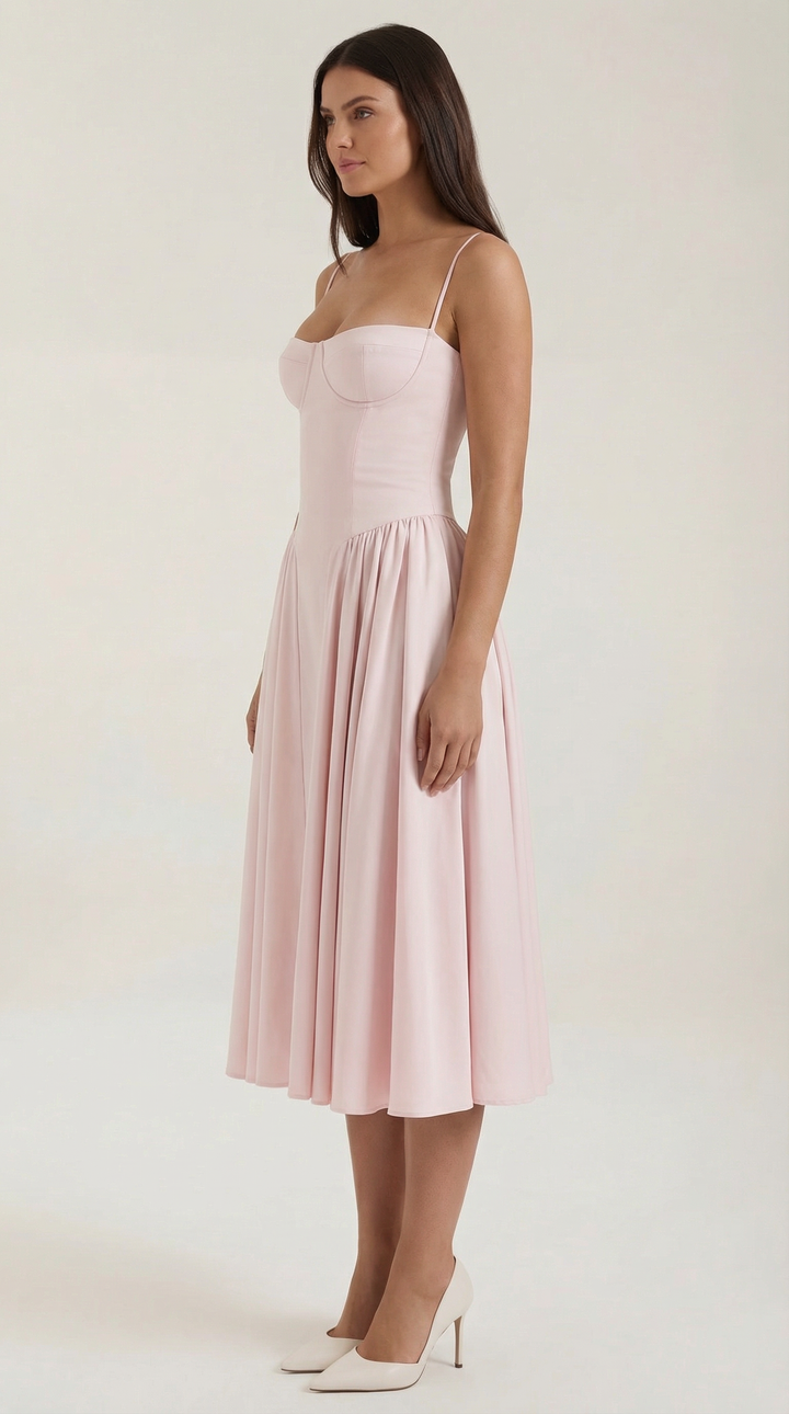 Patrice – Robe Midi Floral avec Corset