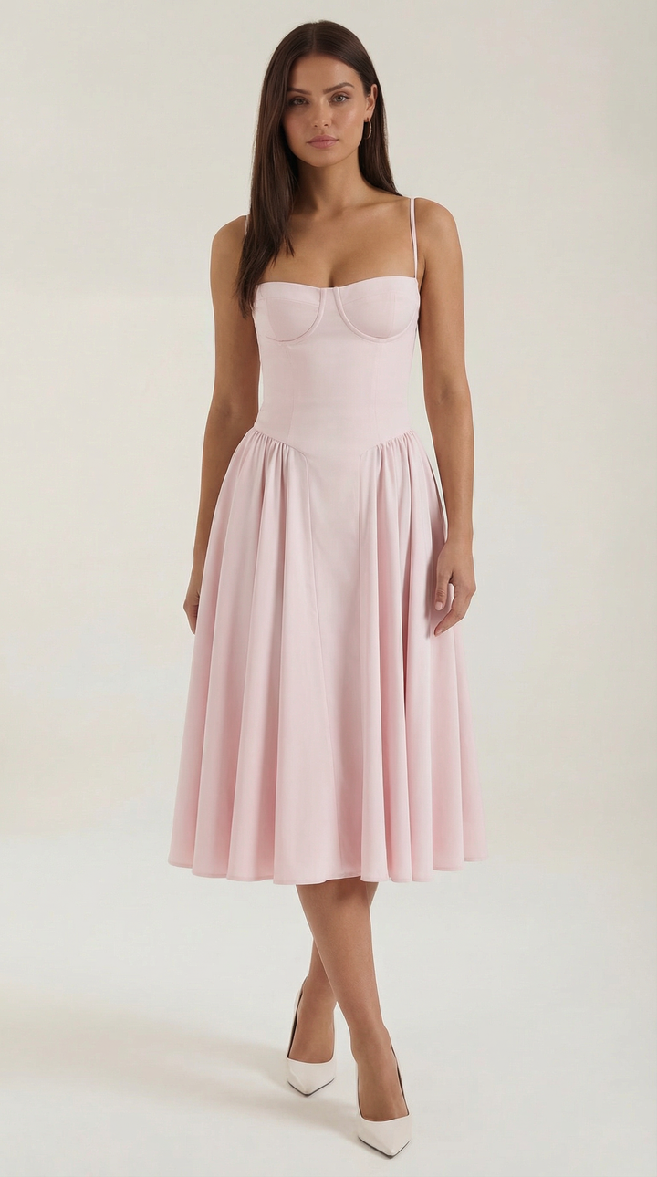 Patrice – Robe Midi Floral avec Corset