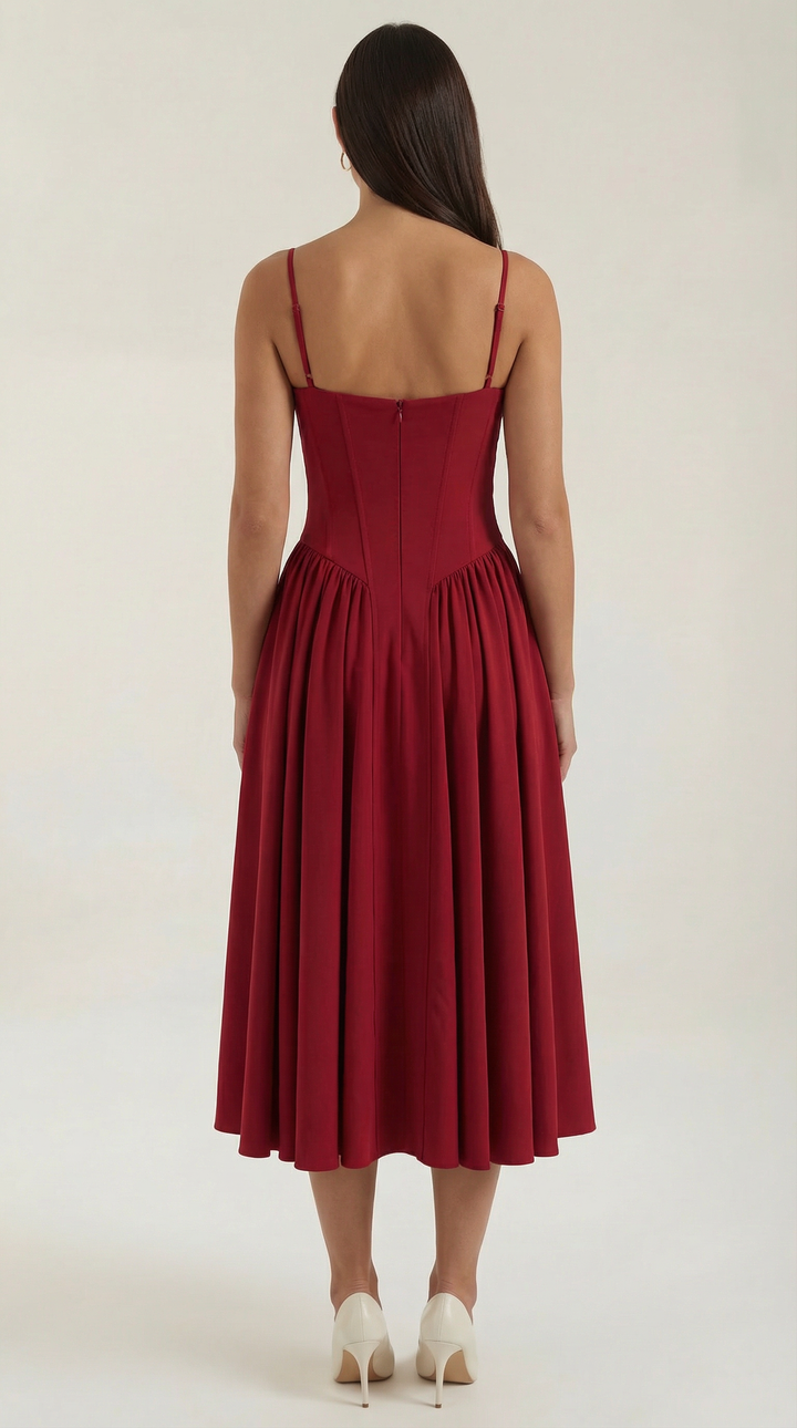 Patrice – Robe Midi Floral avec Corset