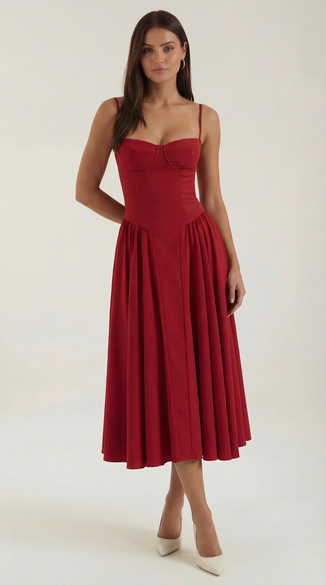 Patrice – Robe Midi Floral avec Corset