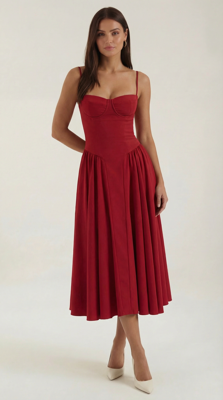 Patrice – Robe Midi Floral avec Corset