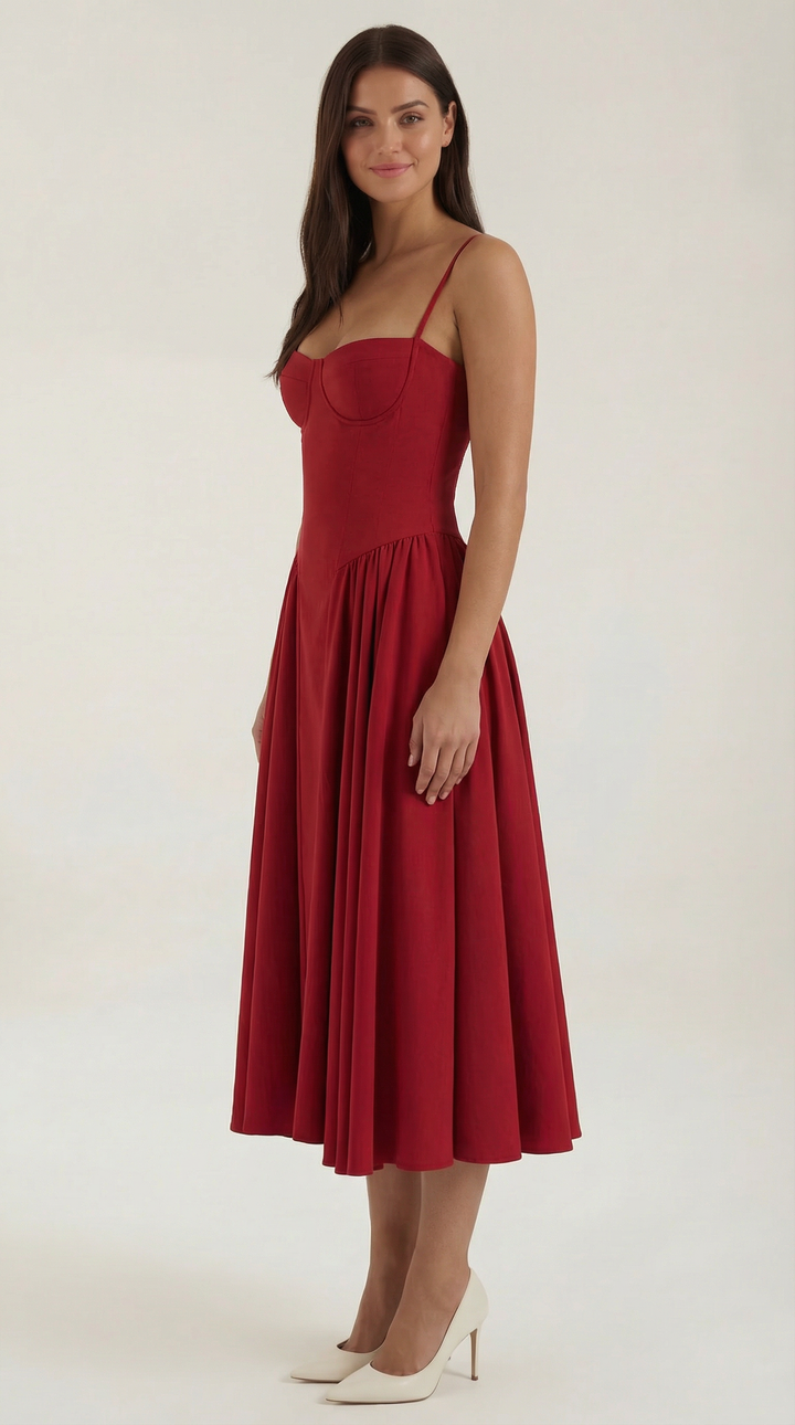 Patrice – Robe Midi Floral avec Corset