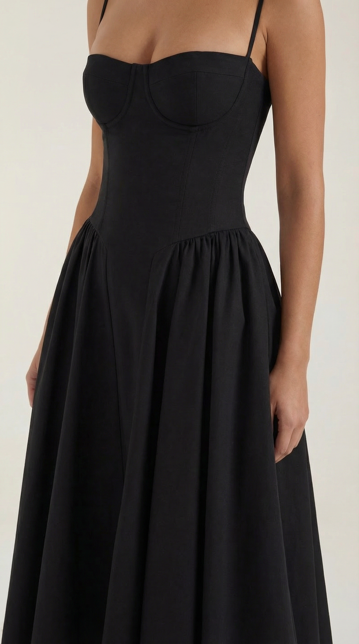Patrice – Robe Midi Floral avec Corset