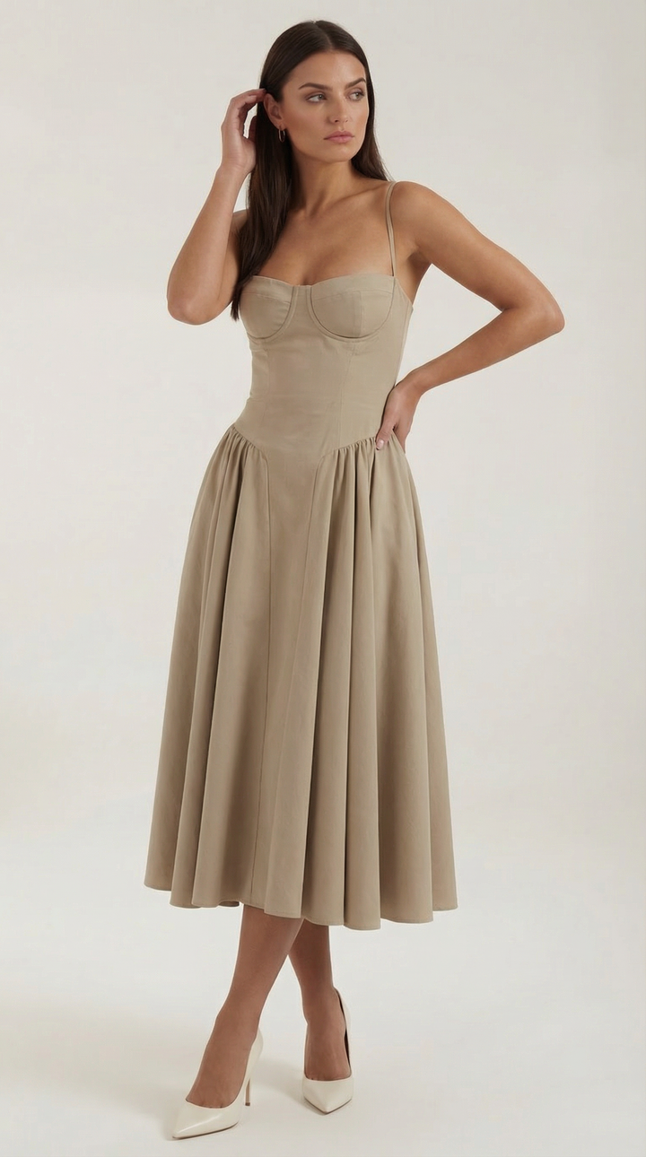 Patrice – Robe Midi Floral avec Corset