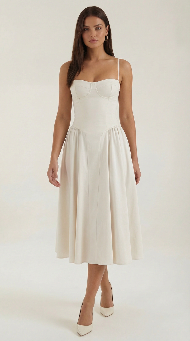 Patrice – Robe Midi Floral avec Corset