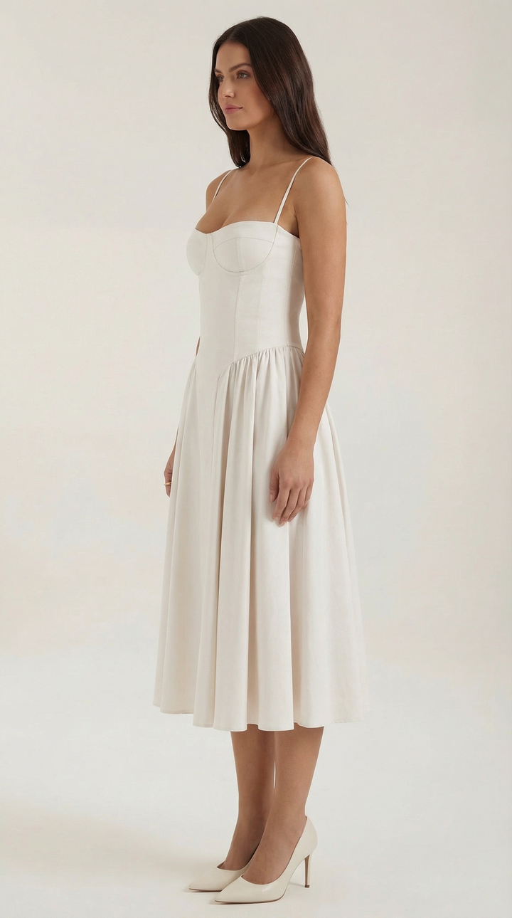 Patrice – Robe Midi Floral avec Corset