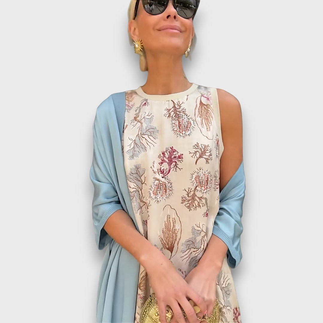 Vera – Robe Maxi Fluide avec Cardigan Pastel