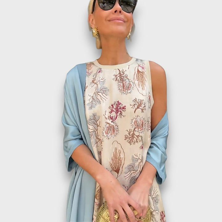 Vera – Robe Maxi Fluide avec Cardigan Pastel