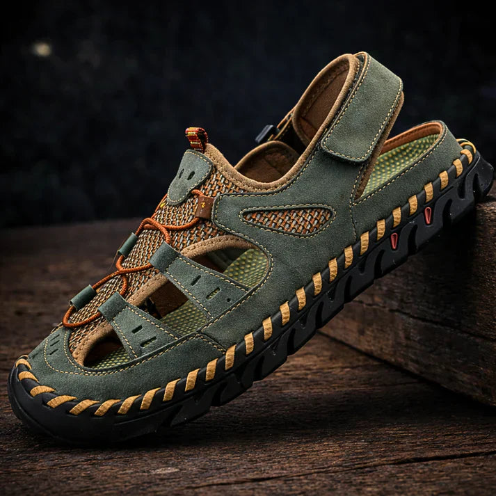 Samanta - Sandales d'extérieur en cuir tressé à la main