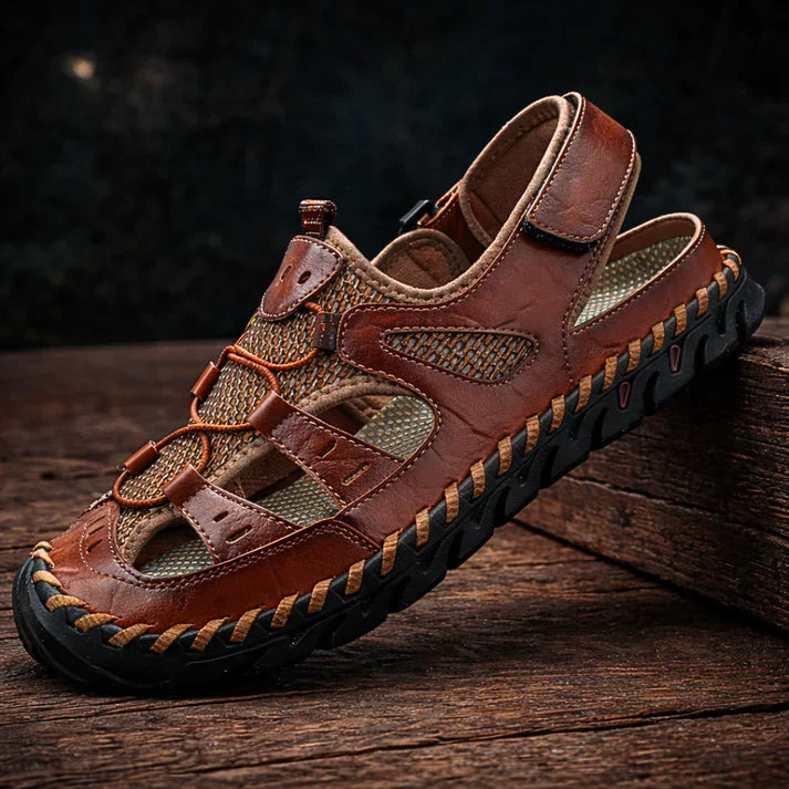Samanta - Sandales d'extérieur en cuir tressé à la main