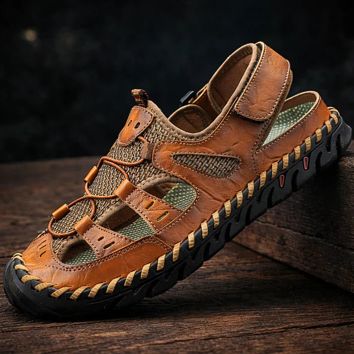 Samanta - Sandales d'extérieur en cuir tressé à la main