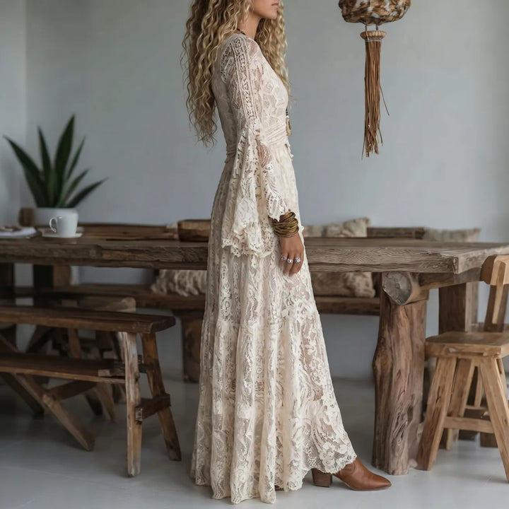 Roxanne - Robe maxi bohémienne à décolleté en V profond