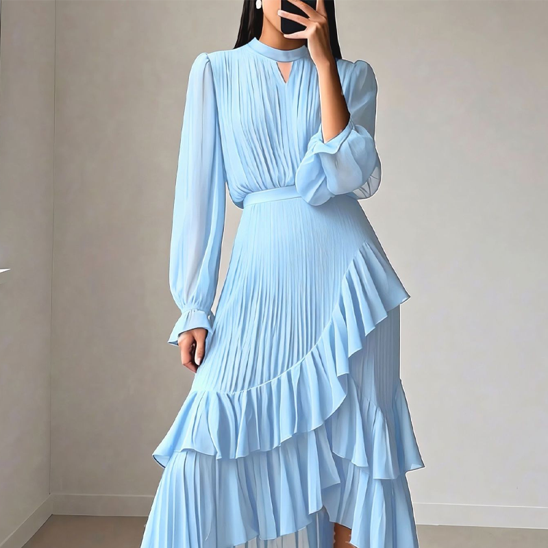 Anna – Robe Midi Plissée