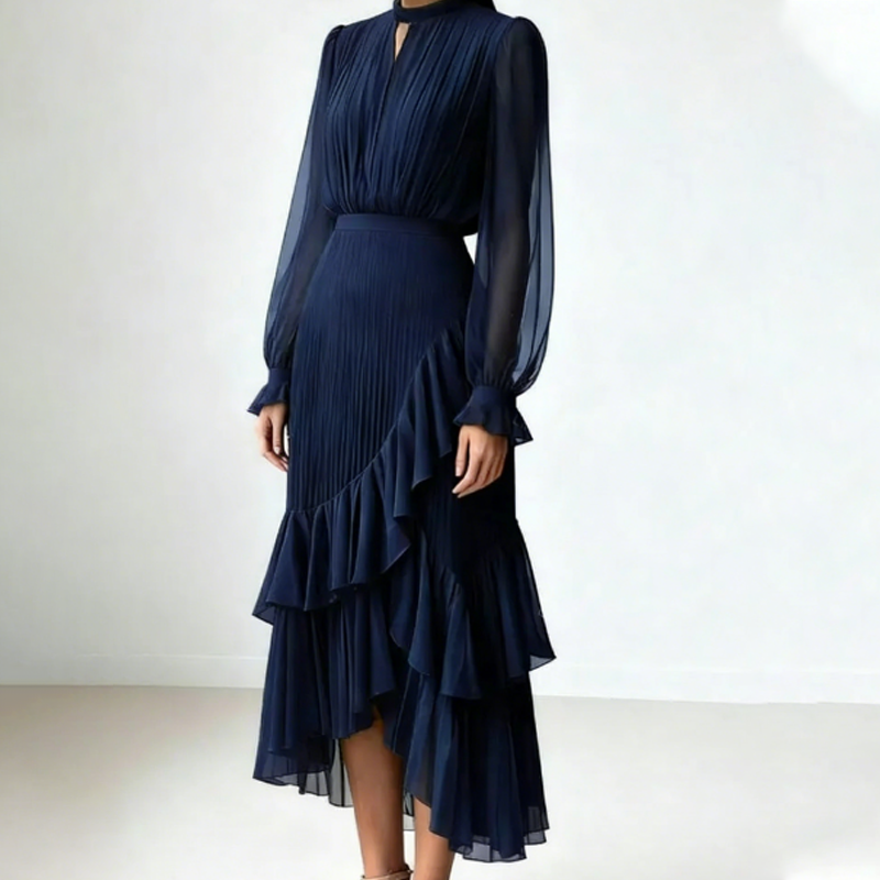 Anna – Robe Midi Plissée