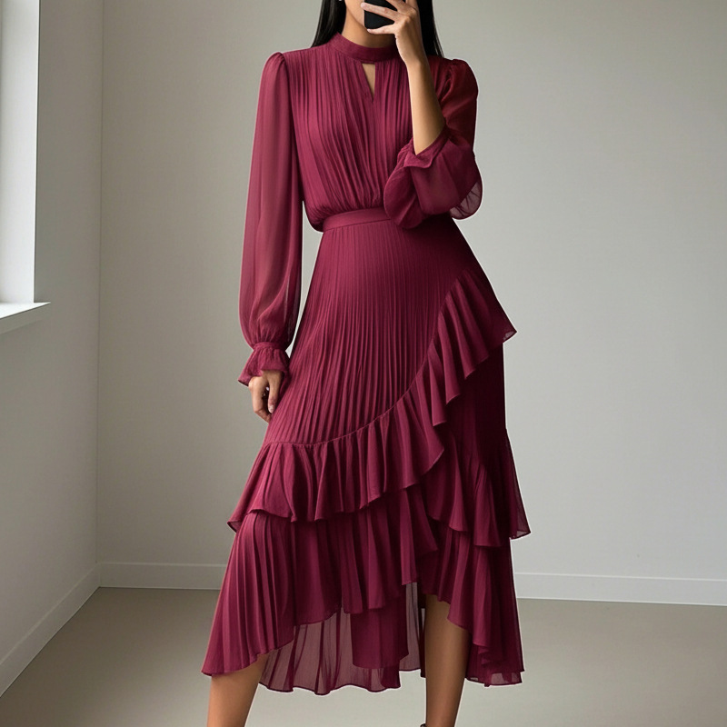 Anna – Robe Midi Plissée