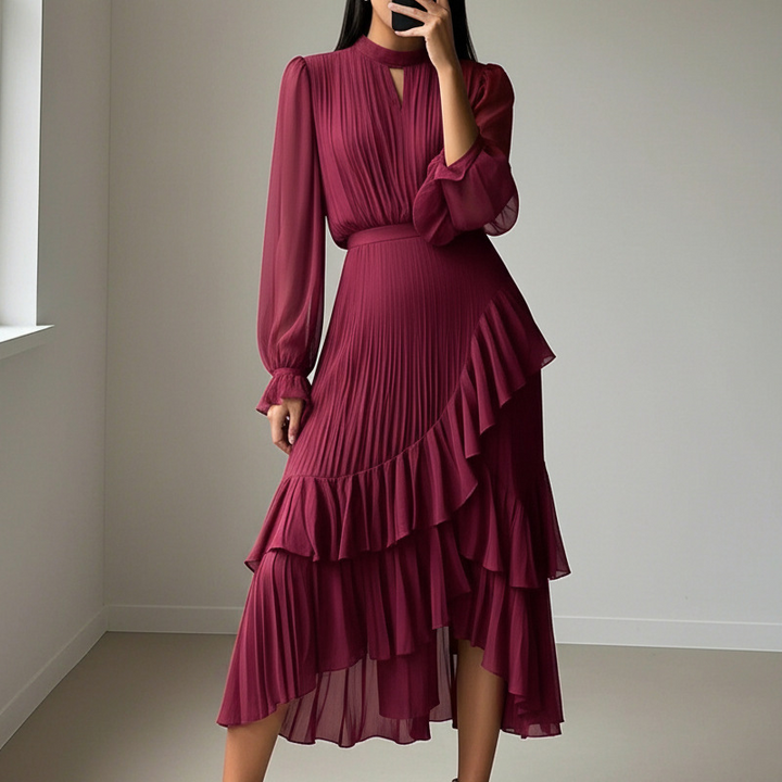 Anna – Robe Midi Plissée