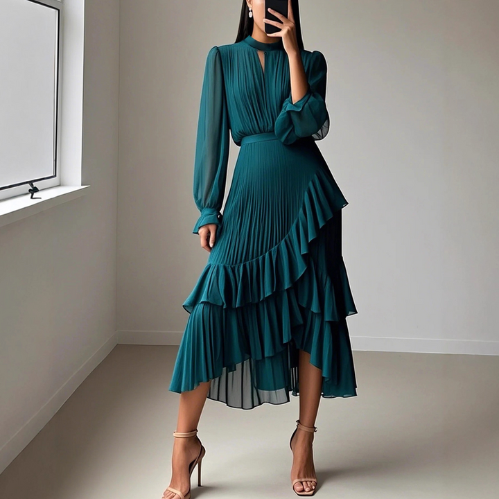 Anna – Robe Midi Plissée