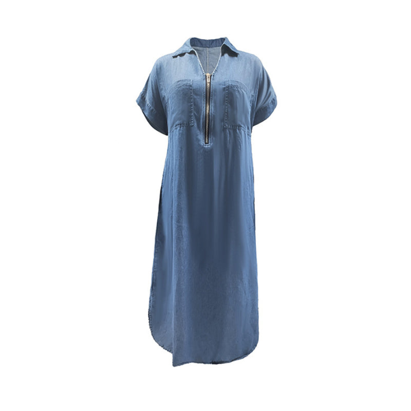 Glorie – Robe Chemise en Jean avec Zip