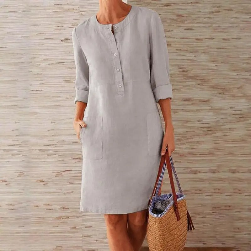 Lena - Robe en lin à manches longues