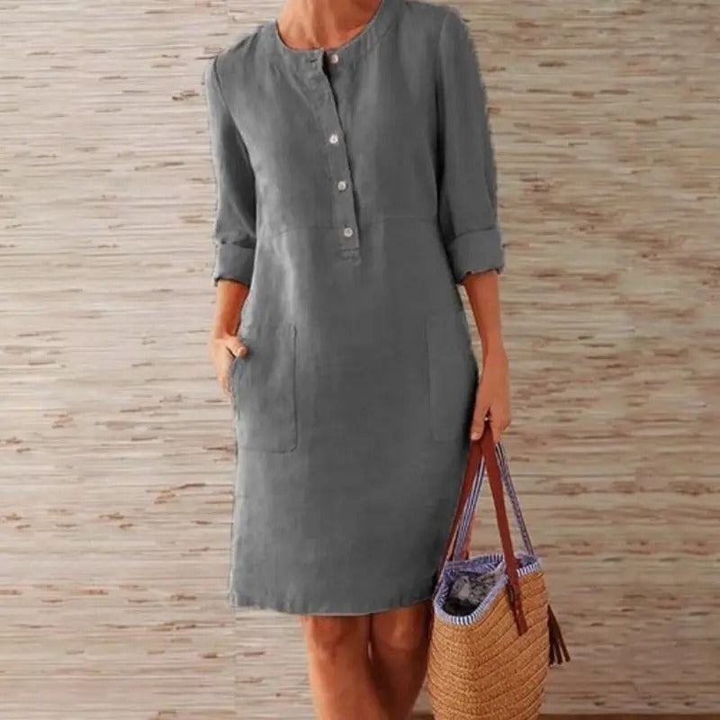 Lena - Robe en lin à manches longues