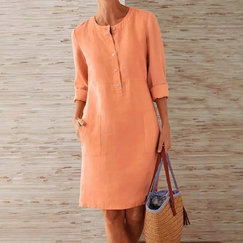 Lena - Robe en lin à manches longues