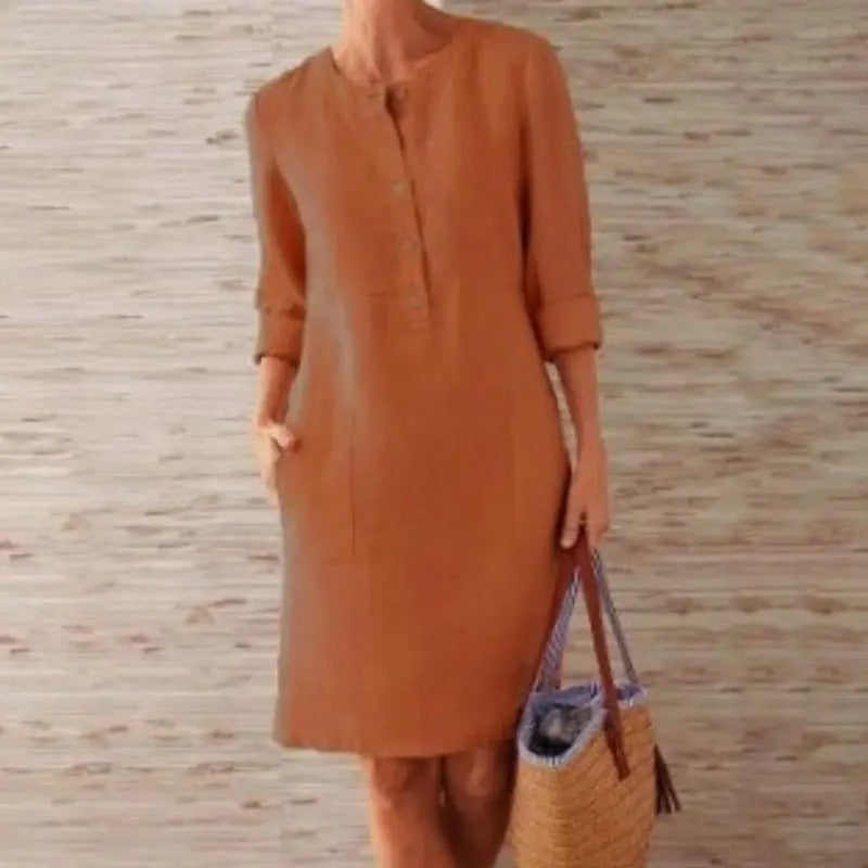 Lena - Robe en lin à manches longues