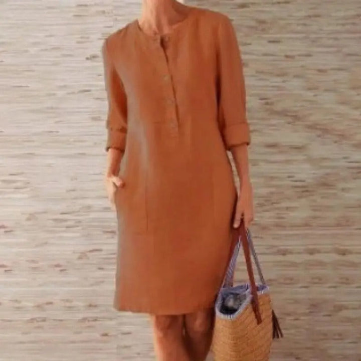 Lena - Robe en lin à manches longues