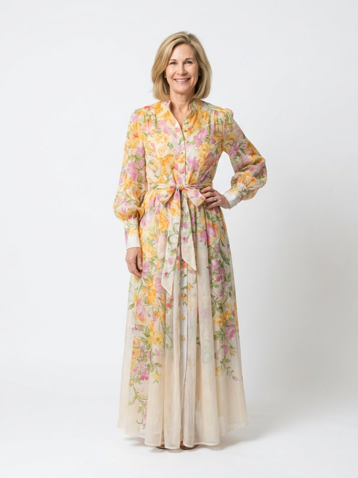 Cessy - Robe Maxi Longue Transparente à Fleurs
