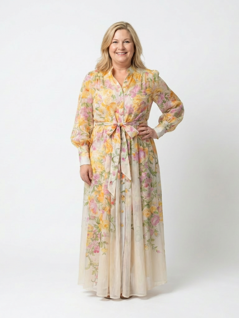 Cessy - Robe Maxi Longue Transparente à Fleurs