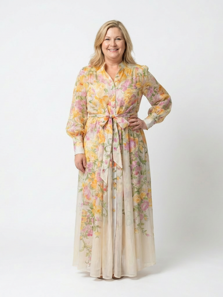 Cessy - Robe Maxi Longue Transparente à Fleurs