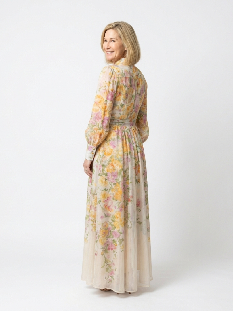 Cessy - Robe Maxi Longue Transparente à Fleurs