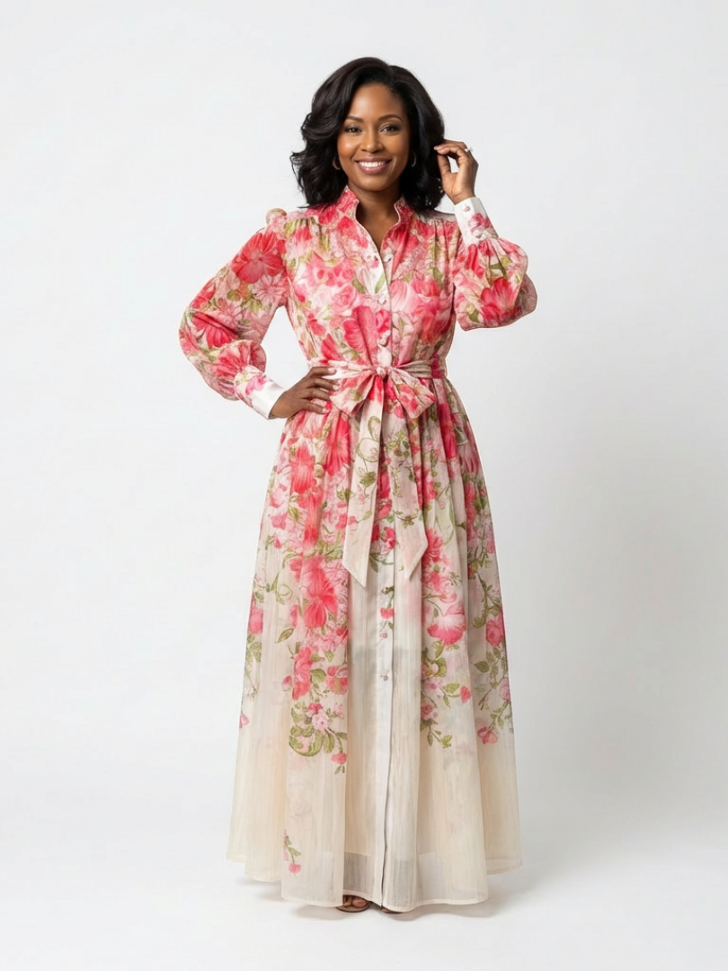 Cessy - Robe Maxi Longue Transparente à Fleurs