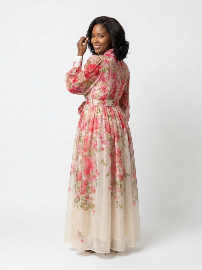 Cessy - Robe Maxi Longue Transparente à Fleurs