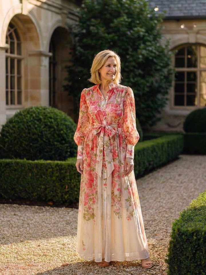 Cessy - Robe Maxi Longue Transparente à Fleurs