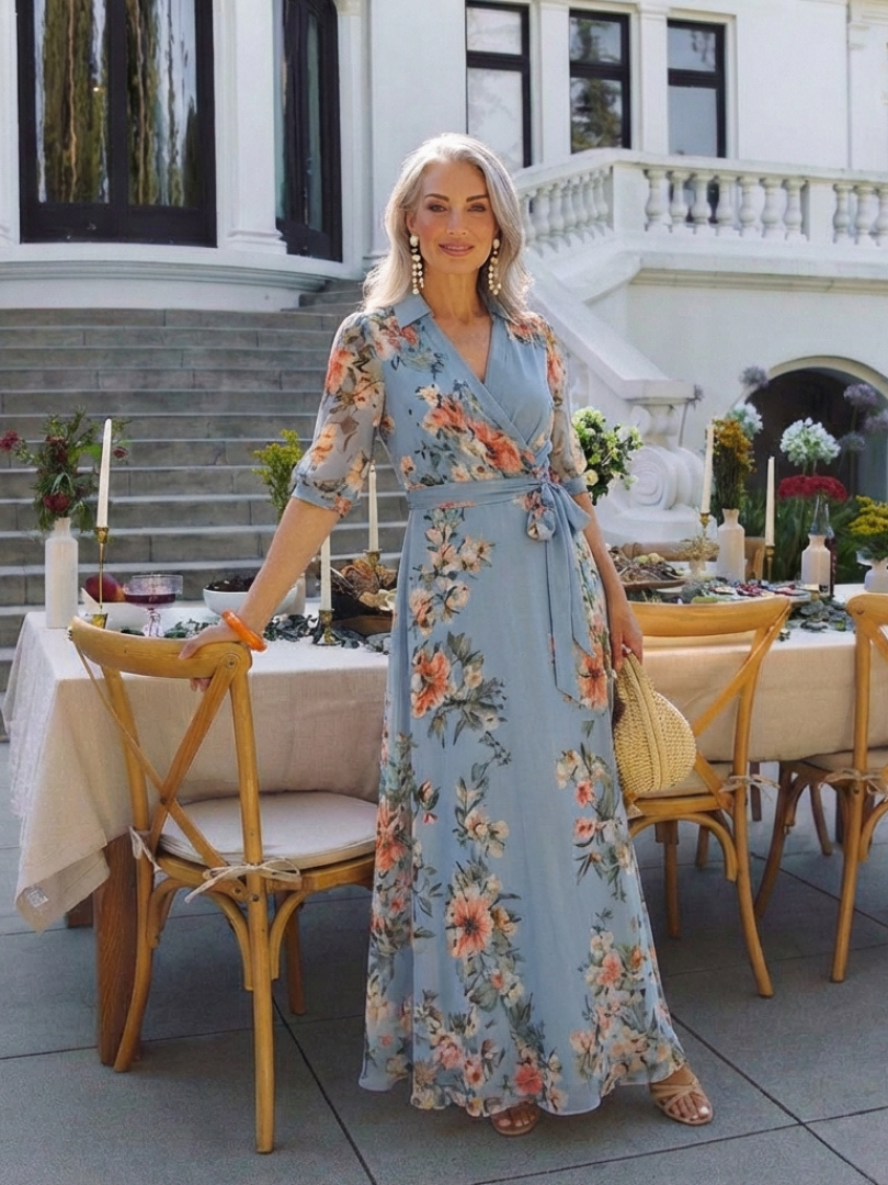 Weny - Robe Maxi V-Col Floral