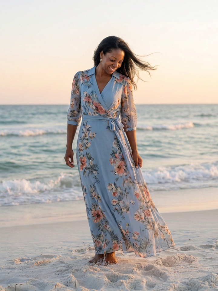 Weny - Robe Maxi V-Col Floral