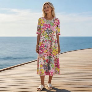 Herra – Robe Midi Florale Aquarelle